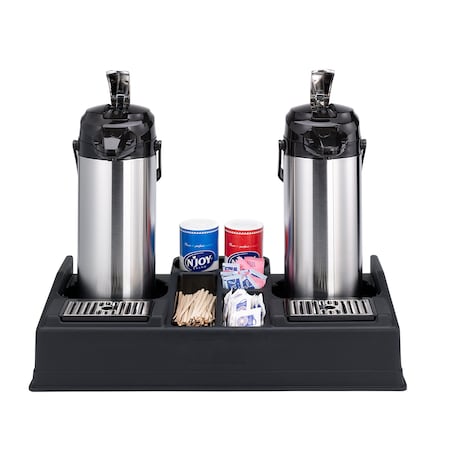 Service Ideas Dual Airpot Stand with Condiment Station APLR25BL